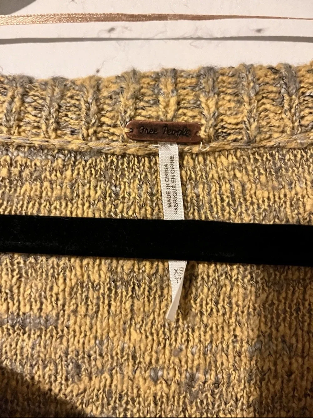 Free People “In My Pocket” Yellow Marled Wool Blend Sweater